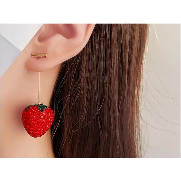 NWT Zara Strawberry Dangle Earrings - Picture 1 of 3